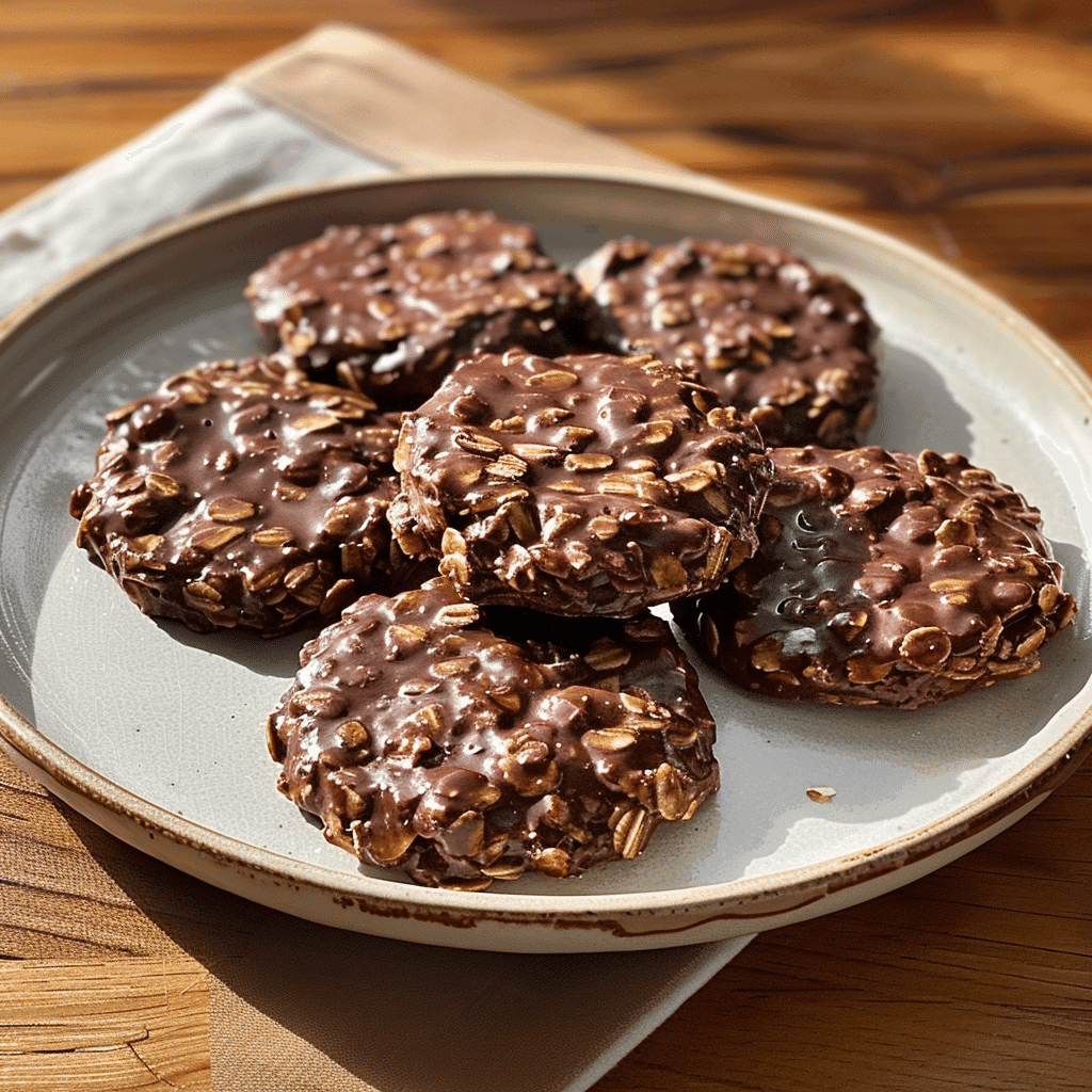 2 ingredient no bake chocolate cookies closeup Easy No-Bake Cookies