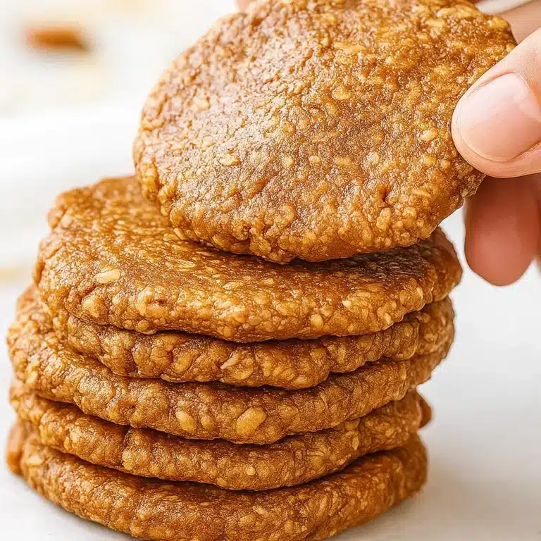 hand-picking-up-no-bake-oatmeal-cookie Hand picking up a 3-Ingredient No-Bake Oatmeal Cookie from a stacked pile