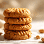 Old-Fashioned No bake peanut butter cookies with chunky peanuts and crosshatch pattern - homemade recipe photo