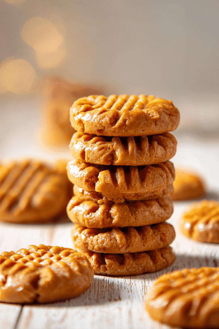 Old fashioned no bake peanut butter cookies stacked with crosshatch pattern - classic recipe presentation photo