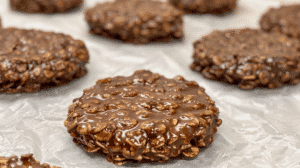 Back-to-School No Bake Cookies made with cocoa, peanut butter, and oats – perfect lunchbox treat