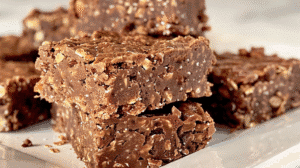 Classic No Bake Cookie Bars made with cocoa, oats, and peanut butter