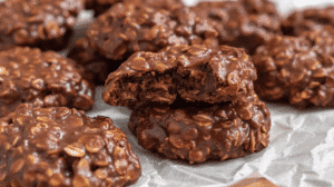 classic no bake cookies made with instant oats, chocolate, and peanut butter