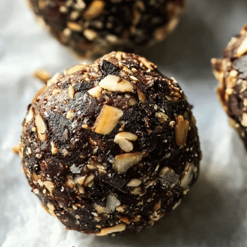 Macro shot of glow in the dark no bake cookie with visible almonds, oats, and dark chocolate chunks
