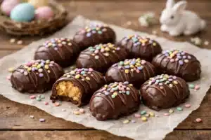 Chocolate peanut butter Easter egg no bake treats