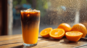 Layered Orange Espresso with fresh orange juice and espresso over ice