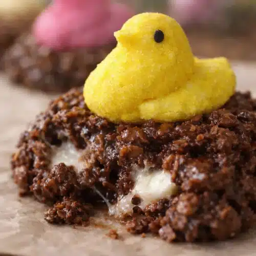 Peeps No Bake Cookies – Gooey, Colorful & Perfect for Easter 1 Close-up of Peeps no bake cookie with gooey marshmallow center