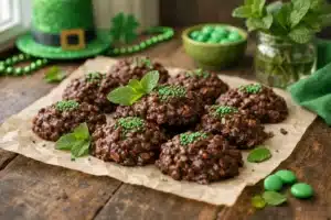 Easy no bake St. Patrick’s Day mint chocolate cookies