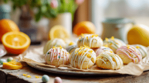 citrus Easter dessert ideas no bake cookies with lemon orange zest and pastel candy