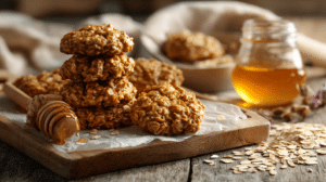 clean ingredient Easter desserts no bake cookies with oats peanut butter and honey on tray