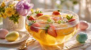 Easter drinks for a crowd punch with strawberries and citrus slices