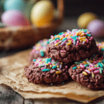 Easter no bake cookies with colorful sprinkles