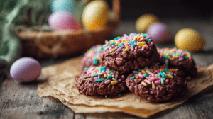 Easter no bake cookies with colorful sprinkles