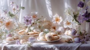 Easter sweets aesthetic ideas with pastel no-bake cookies and soft spring decor
