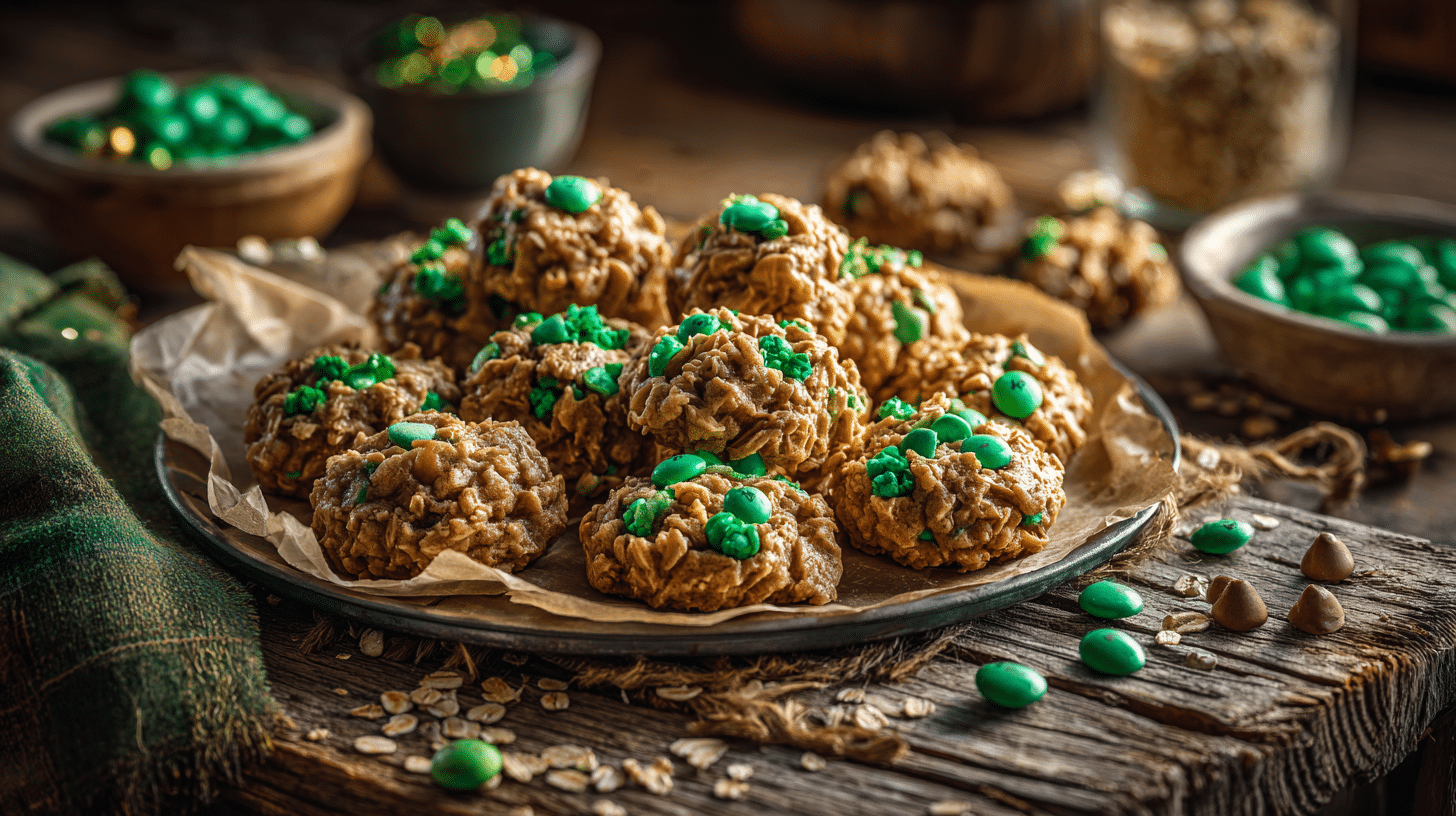 Peanut Butter No Bake Cookies St. Patrick’s Day  – Ready in 15 Minutes