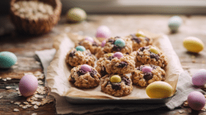 simple Easter desserts few ingredients no bake cookies with pastel candy on tray