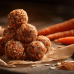 No-bake carrot cake cookie bites with oats and grated carrots in warm natural light