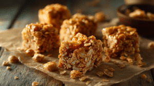 No-bake crispy cruffle bites with layered texture and golden crunch on parchment paper