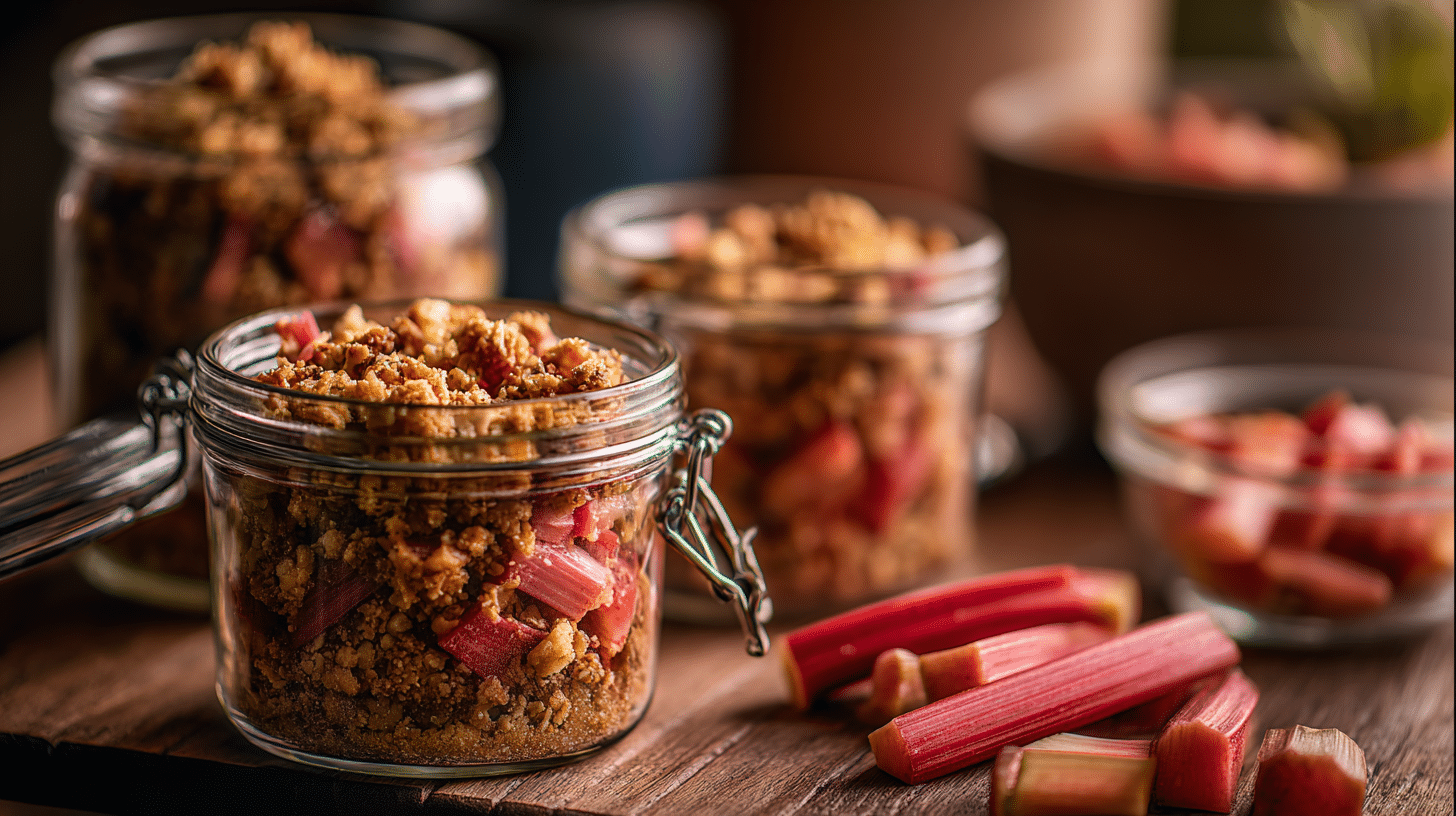 No-Bake Rhubarb Crumble Cookie Jars – Tangy & Ready Fast
